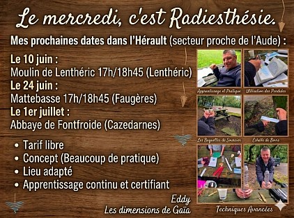 Mes prochaines dates dans l'Hérault (secteur proche de l'Aude)